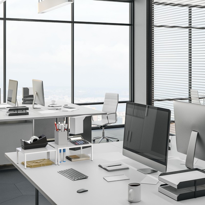 Simple Houseware Expandable Stackable Kitchen Counter Shelf Organizer, White, Metal