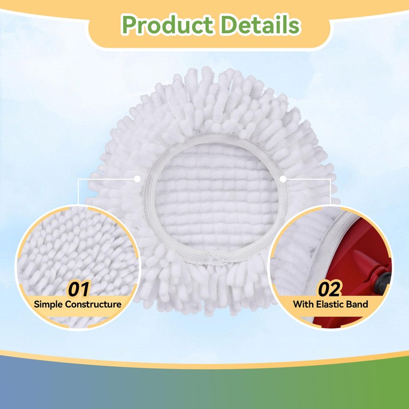 3 Pack White Reusable Microfiber Mop Pads Compatible with O-Cedar