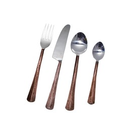 Bold & Divine Ridge Copper Designed 4pcs Flatware Cutlery Set | Copper & Silver | Premium Stainless Steel Cutlery Set | Solid Stainless Steel Flatware
