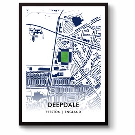GroundDesigns PRESTON NORTH END Football Gift DEEPDALE Stadium Art Map A3 Print PNE