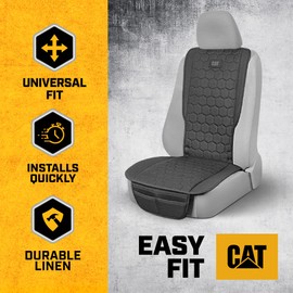 CAT Hex Linen Car Seat Covers - Heavy-Duty Seat Protectors with Stylish Hexagonal Pattern, Universal Fit, Durable and Easy to Install for Cars and Trucks (2pc)