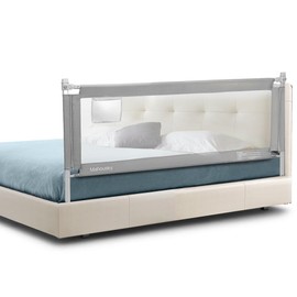 Mahousky Bed Rail, Height Adjustable Toddler Protection Guard with Storage Pocket and Double Safety Lock, Vertical Lifting Anti-Fall Beds Mesh Guardrail for Toddlers Kids (74.8 inch(1 Side))