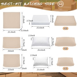 Patelai 11 Pcs Outdoor Cushion Covers Patio Cushion Slipcovers Replacement Splash Proof with Zipper for Outdoor Indoor Furniture, Patio Sofa Couch 3 Sizes, Replacement Covers Only(Beige)