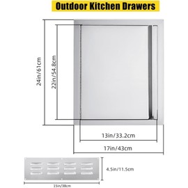Garvee 17" x 24" BBQ Access Single Door Outdoor Kitchen Island Stainless Steel Cabinet