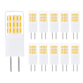 Greeogin G4 LED Bulbs 3W Dimmable, AC/DC 12V-24V,Equivalent 20W 30W T3 Halogen Bulb,3000K Warm White No-Flicker,G4 JC Bi-Pin Base Bulb 10 Pack