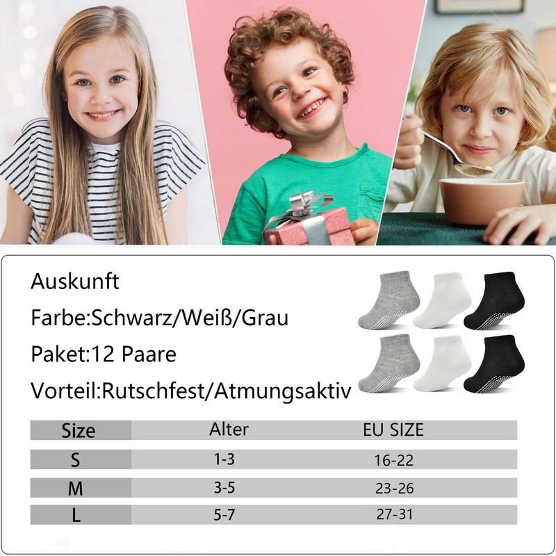 HYCLES Baby Boys Girls Non Silp Grip Socks 12 Pairs