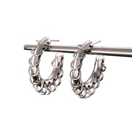 MOEEIJEW Chunky Hoop Earrings for Women Gold/Silver Hoop Dangle Earrings Statement Earrings Punk Jewelry (Silver)