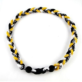 MapofBeauty 18" Sport Three Colors Three Braided Rope Tornado Necklace (Yellow/Black/White)