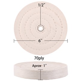 SCOTTCHEN Buffing Polishing Wheel 6" Extra Thick (70 Ply) x 1/2" Arbor for Bench Grinder - 4pcs