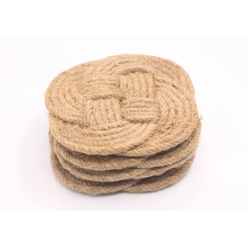 Roorkee Instruments India Jute Rope Coaster Set of Four-Nautical Gift-Beach