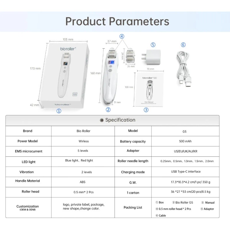 Repuesto Bioroller G5 Electronico Barba Y Cabello 1.0 Mm