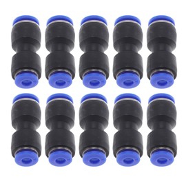 HOPESPANNER Push to Connect Air Fittings 1/4"x5/32" Reducing Straight Air Line Quick Connector Plastic 10 Pcs Blue Black Silver Tone