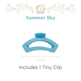 TELETIES - Open Tiny Hair Clip - For Super Thin Hair, Little Kids, Half-up Hairstyles - Strong Grip, Bendable Teeth, Comfortable Curved Design - For All Hair Textures - Summer Sky