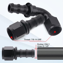 10AN Push Lock Hose Fitting End Kit Straight and 90 Degree Elbow Black Ends with Hose Clamps for Rubber Fuel Line 10PCS