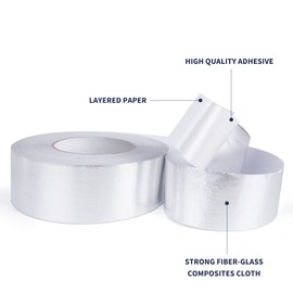 TAPEBEAR Heat Shield Tape Aluminized Fiberglass Cool Tape 3inch x 65Yards, Self-Adhesive Reflective Thermal Barrier Tape Heat Resistant for Air Dryer Vent, HVAC, Heating Unit, Auto, Pipe, 196Ft