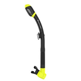 BonassiBonassi Aruba Snorkel Black/Yellow - Quick Purge Valve & Dry System, Silicone Mouthpiece for Comfort, Includes Mask Clip with Quick Release