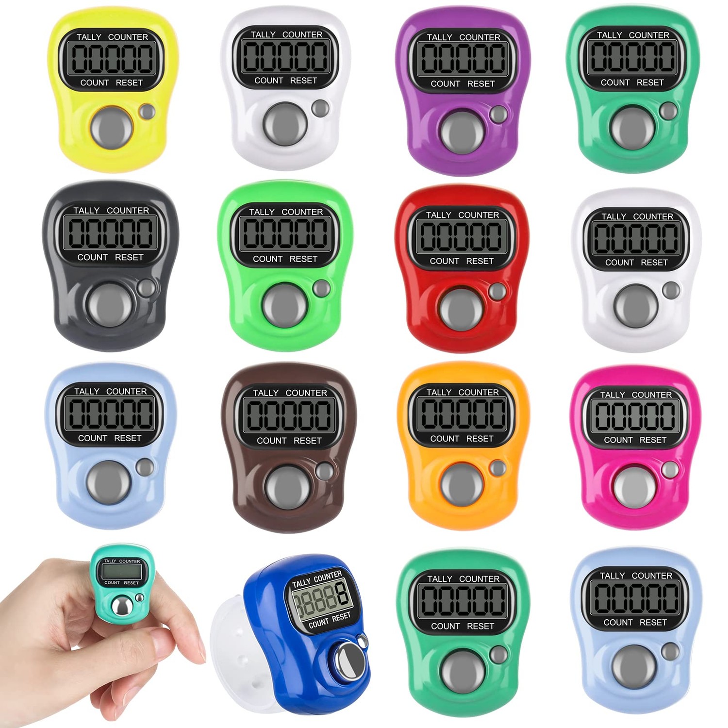 IWILCS Mechanical Hand Counter, 15 Pieces Mini Finger Counter, Round ...