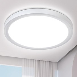 Defurhome 23cm Bathroom Ceiling Light,Waterproof IP54,18W 2100LM,5000K Daylight White, Dome, Modern,Ultra-Thin Round Flush Ceiling Light for Toilet Porch Hallway Living Room Kitchen