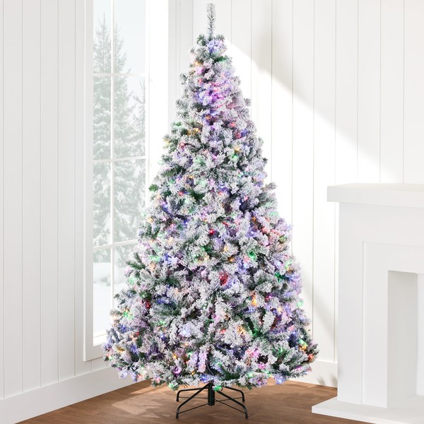 Best Choice Products Pre-Lit Artificial Christmas Tree 4.5ft Snow Flocked