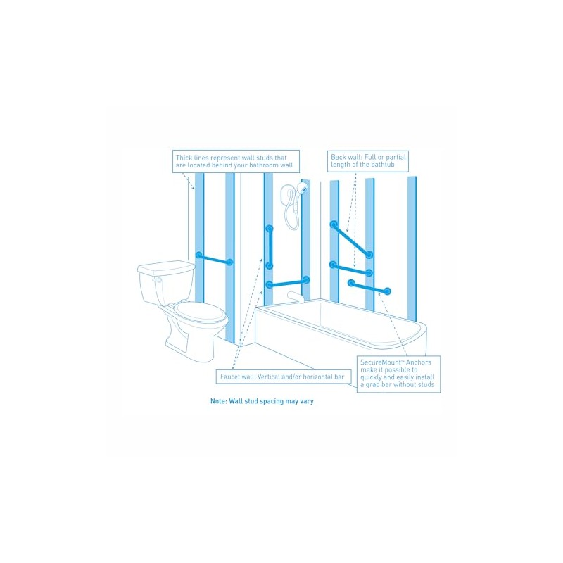 Moen R8716BLConcealed Grab Bar AC 16-Inch Bathroom Safety Grab Bar