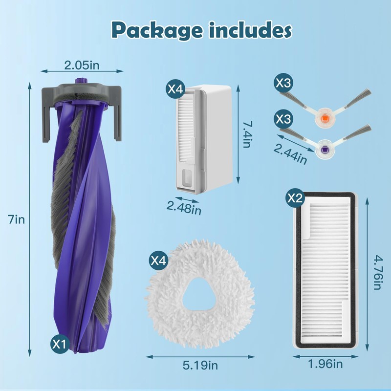 VIEWALL 17 Pack Replacement Accessories Kit Compatible with Narwal Freo