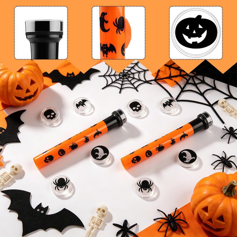 Lezevn 2pcs Halloween Projector Torch with Image Covers Ghost Pumpkin