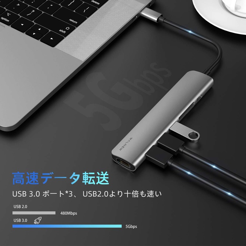 USB C HUB WALNEW USB-C Converter Adapter 7-in-1 USB Hub