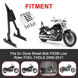PSLER 23.6 Inch Rear Passenger Sissy Bar Backrest Assembly, Steel Frame with High-Density Padding, Fits for Dyna Street Bob FXDB Low Rider FXDL FXDLS 2006-2017, Black
