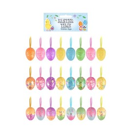 HENBRANDT 8-Pack Glitter Easter Eggs 4cm Hanging Decorations Assorted Designs & Colours - Kids Crafts, Party Supplies, Classroom Décor Easter Hanging Decoration