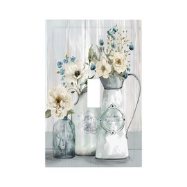 LWDZLHD Farmhouse Rustic Floral Vase Light Switch Cover Decorative Flower Wall Plate Single Toggle 1 Gang Electrical Faceplate for Bathroom Kitchen Bedroom