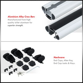 AJP Distributors Universal 48" Billet Aluminum 2-Piece Roof Cross Bar Mount Travel Cargo Luggage Carrier Rack Pair w/Anti-Theft Security System Lock Key For Car Truck Auto SUV with Raised Side Rails