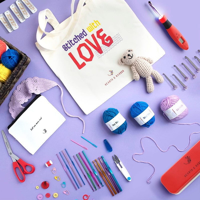 Hearth & Harbor Light Up Crochet Hook Set with Case,