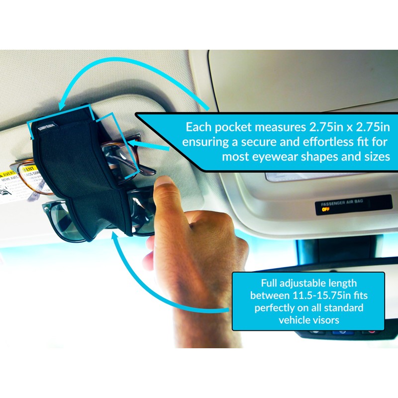 Sunny Sleeve Sunglasses Holder for Car Visor – Dual Storage