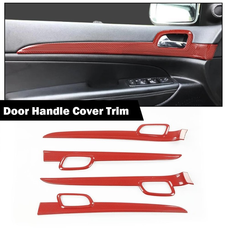 DOTCOM 4Pcs Inner Door Handle Trim Cover Strip Gloss Red