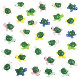 Asofelk 30PCS Multicolored Mini Resin Turtles & Tiny Turtles Miniature Tortoises, Micro Tiny Resin Figures, Sea Turtles Tiny Ocean Tortoise Statues for Fairy Garden Home Plant Decor