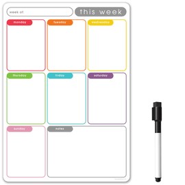 TMS A3 Magnetic Weekly Planner Whiteboard for Fridge | Dry Wipe Meal Planner, Calendar or Memo Board | Plan Family or Business Tasks | Dry Erase To Do List Magnet | with 1 Dry Erase Pen [42 x 30cm]