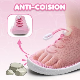 Kids Water Beach Shoes Mesh Swimming Shoes Girls Aqua Shoes Anti-Slip Wet Shoes for Diving Sea Pool Water Park(Pink 27EU)