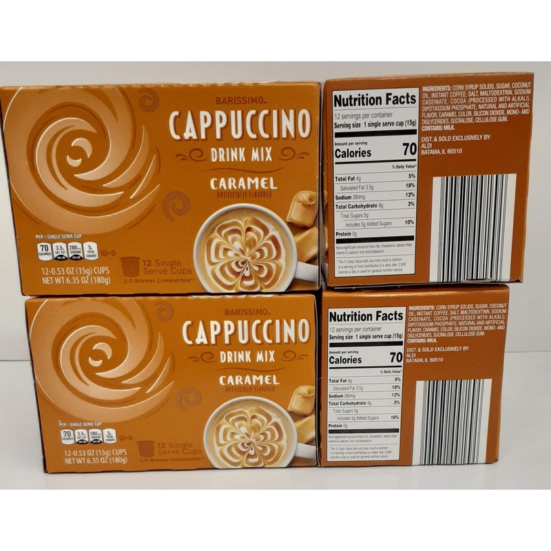 Barissimo Caramel Cappuccino Coffee Drink Mix K-Cup Compatible 4 boxes