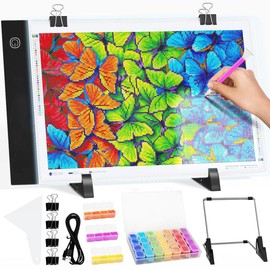 A4 LED Light Pad for Diamond Painting Kits for Adults, USB Powered Adjustable Brightness Diamond Art Light Board with Accessories