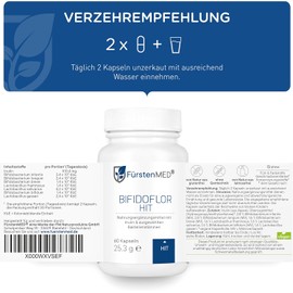 FürstenMED® Bioflor HIT - Lactobacillus and Bifidobacterium Capsules for Histamine Tolerance - 60 Stomach Juice-Resistant Capsules - High Dosage, Vegan & No Additives