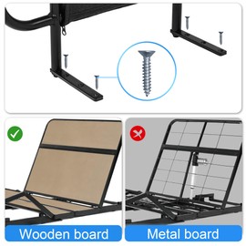 Skuehod Bed Side Rails for Adjustable Bed Base for Elderly Adults Safety, Fit Wooden Base Only, for Mattress Under 10 Inches, Set of 2