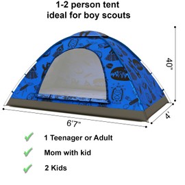 KidzAdventure 2 in 1 Indoor/Outdoor Tent for Kids, Small 1 or 2 Toddler/Kids Tent, Backpacking, Lightweight and Easy Pop up, Ideal for Backyard, Outside Camping, or Play Fort – Adventure Theme