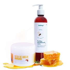 NATSHOP | Kit Seda de Abeja Crema Facial 50g y Crema Corporal 250ml - Hidratantes y Reparadoras con Ingredientes Naturales y Orgánicos | Skin Care