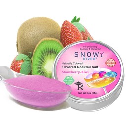 Snowy River Naturally Flavored Strawberry Cocktail Salt (1x3oz Tin), Colored and Flavored Margarita Rimming Salt, Beverage Rimmer, Drink Salt, Decorative Salt for all occassions (Strawberry-Kiwi)