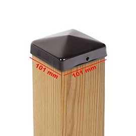 2x Pyramid Post Caps Black Powder-Coated Steel 101 x 101 mm