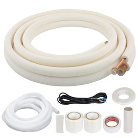 Daisypower Mini Split Line Set Kit,16ft Copper Line Pipes,1/4" & 1/2" O.D, with 3/8" PE Insulated Coil Line Set for Air Conditioner HVAC Refrigeration and Heat Pump Systems,with Installation Fittings