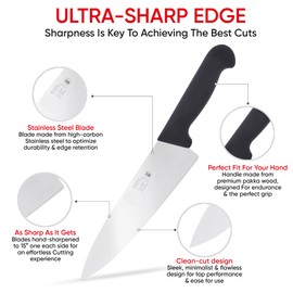 Light 'n' Mighty 8-Inch Chef Knife, Razor Sharp Kitchen Knife, Carbon Stainless Steel Knife, Perfect as Chopping Knife, Meat Knife or Slicing Knife | Very Sharp Knife, Cuts Everything With a Touch.