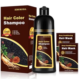Champú de tinte para el cabello para mujeres y hombres, champú instantáneo 3 en 1 para cobertura de cabello 100% de canas, champú mágico para colorear