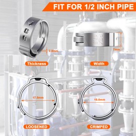 Tivorex 50 Pack 1/2 Inch PEX Cinch Clamps Rings, 304 Stainless Steel PEX Crimp Rings, Pinch Clamps for PEX Tubing Pipe Fittings Connection