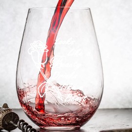 SIYON Looks Like a Beauty Drinks Like a Beast 17 oz funny wine glass and whimsical gift inspired from best friends